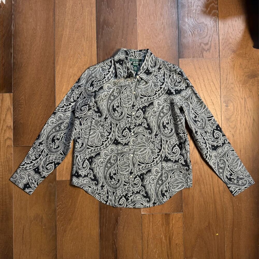 Lauren Ralph Lauren Paisley Button Down Shirt Large